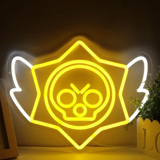 Stars Neon Signs Game Neon Lights for Wall Decor，Dimmable Led Neon Light for Kids Game Room Man Cave，USB LED Neon Sign for Bedroom, Gamer Gift for Men, Boys