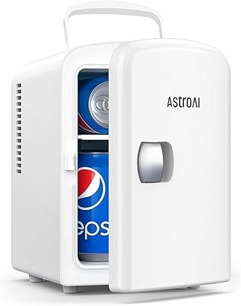 AstroAI Mini Fridge, 4 Liter/6 Can AC/DC Portable Thermoelectric Cooler Refrigerators for Skincare, Beverage, Home, Office and Car, the Love for Father/Dad (White)